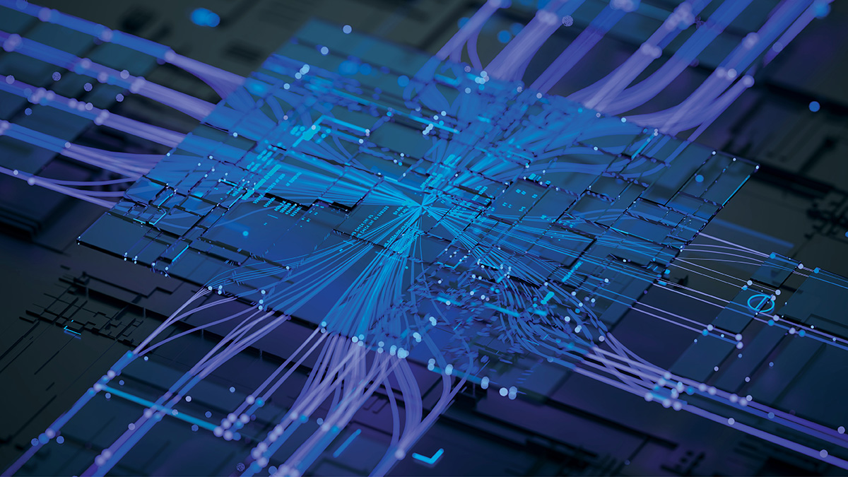 Blue overlay - digital technology with wires.