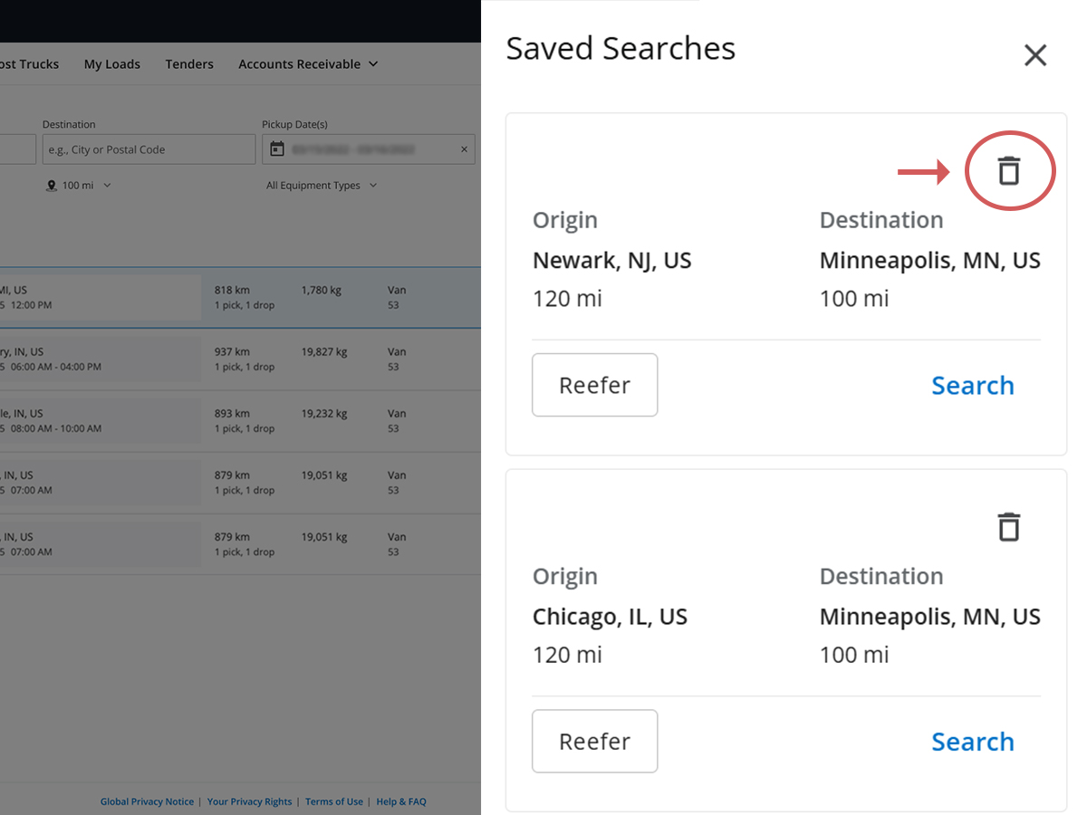 C.H. Robinson Navisphere Carrier Saved Search