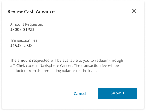 cash advance screenshot